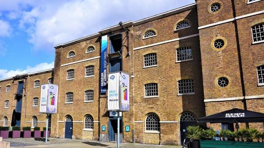 The front of the Museum of London Docklands building, which was originally a 19th century warehouse.