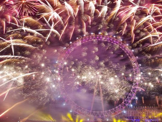 Fireworks display over River Thames