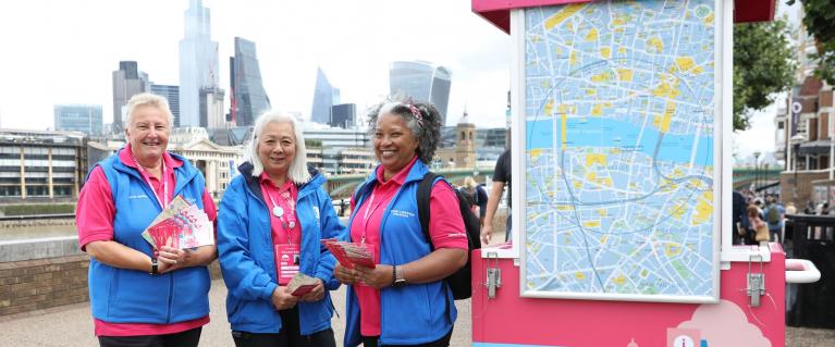 Team London Ambassadors providing information to people as part of Let's Do London campaign event